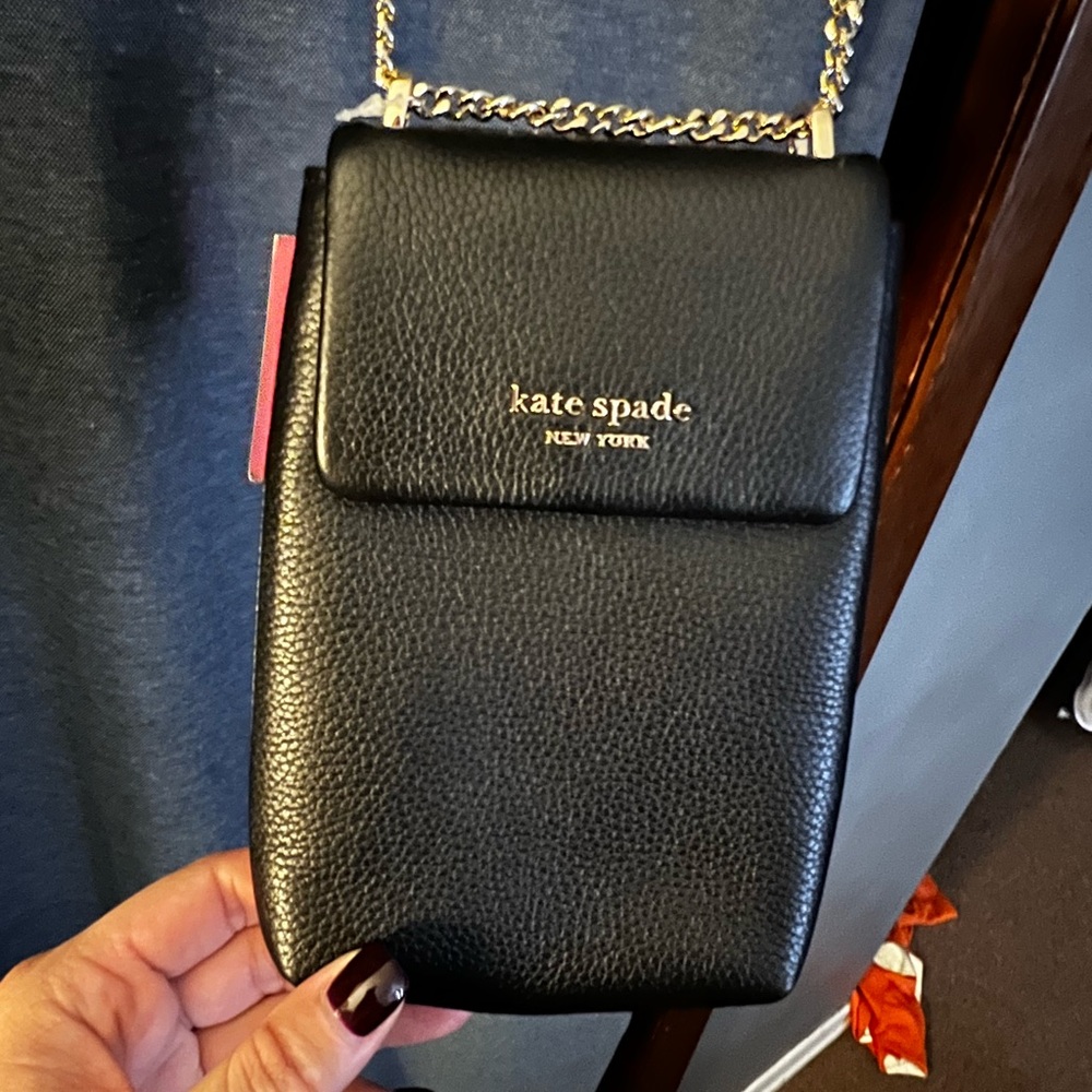 Black Crossbody Bag with Gold Chain